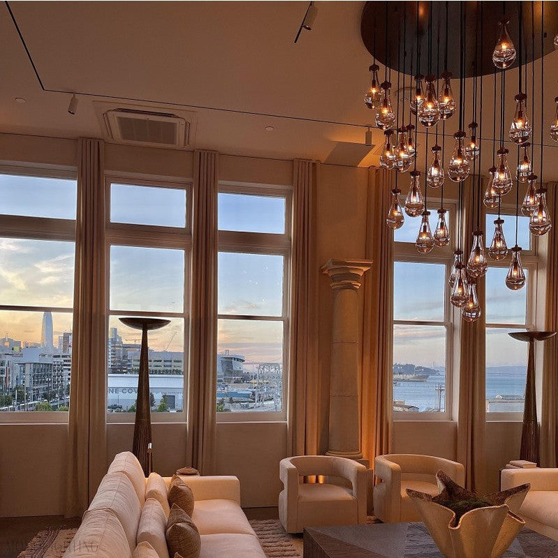 Raindrop Glass Round Chandelier 60"-Momo Lighting