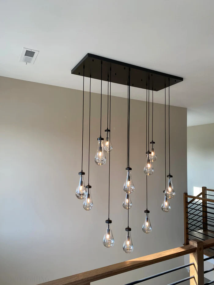 Raindrop Modern Rectangle Chandelier For Dining Room Kitchen Island-Momo Lighting