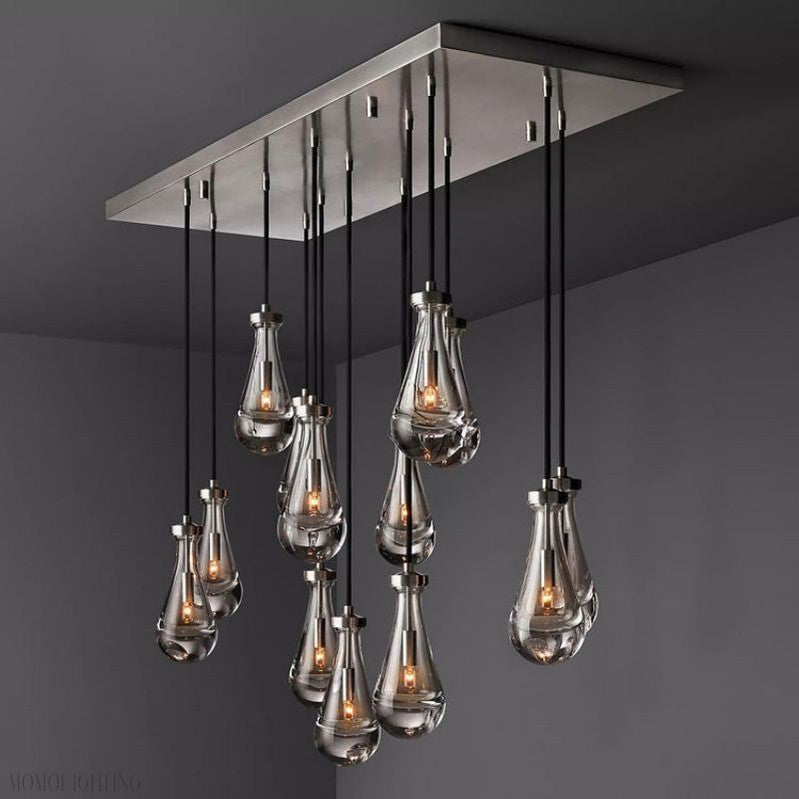Raindrop Modern Rectangle Chandelier For Dining Room Kitchen Island-Momo Lighting
