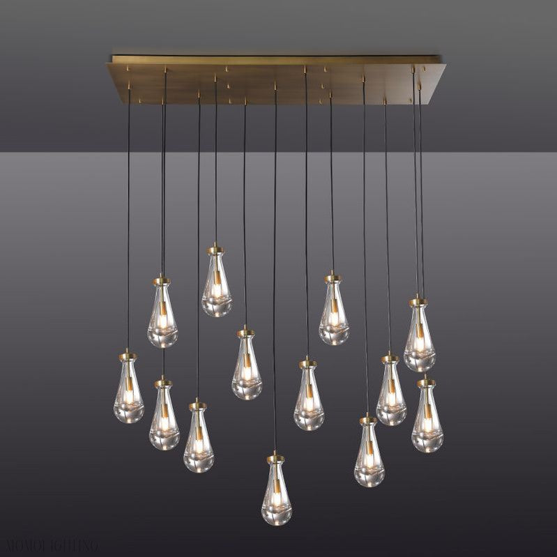 Raindrop Modern Rectangle Chandelier For Dining Room Kitchen Island-Momo Lighting