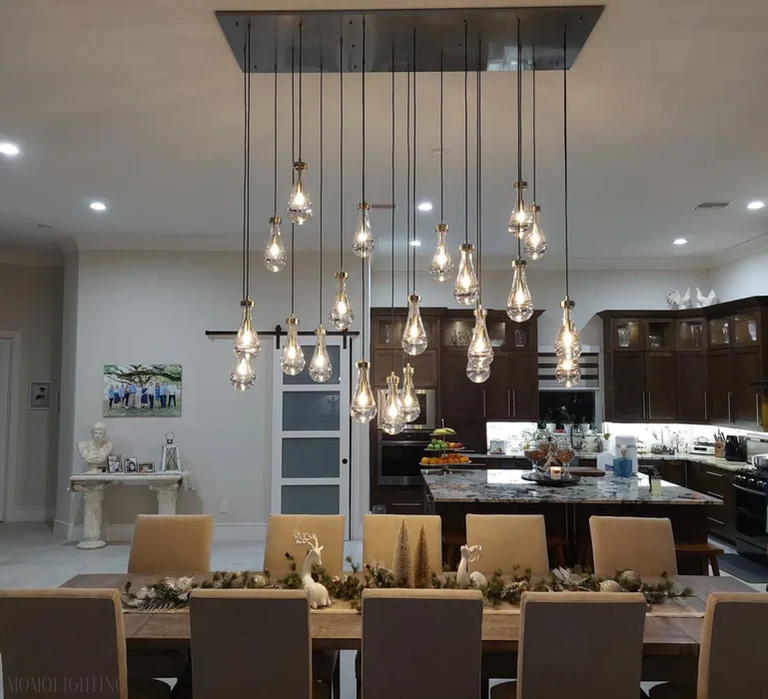 Raindrop Modern Rectangle Chandelier For Dining Room Kitchen Island-Momo Lighting