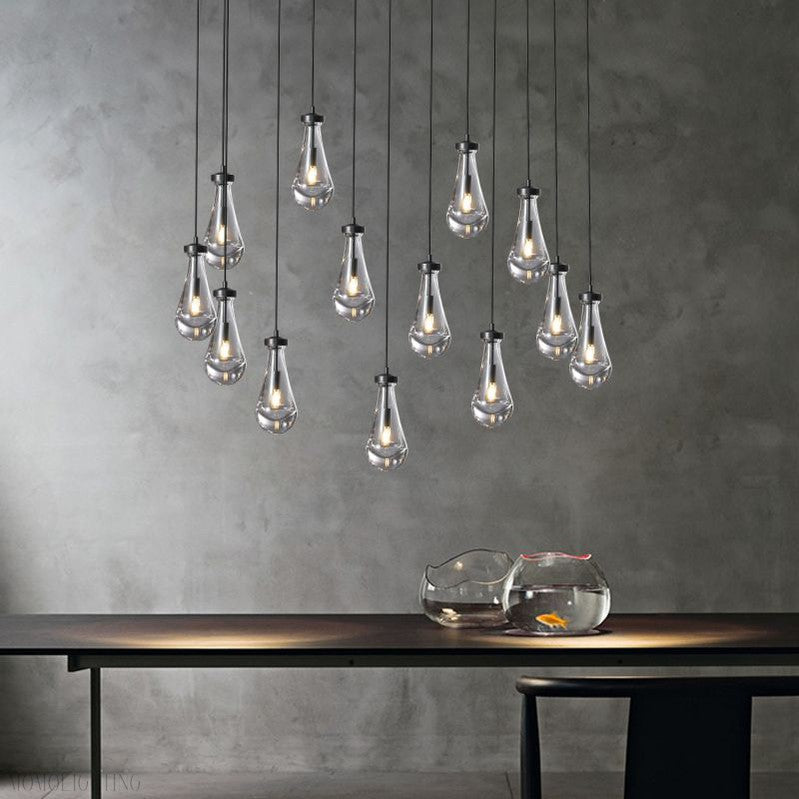 Raindrop Modern Rectangle Chandelier For Dining Room Kitchen Island-Momo Lighting
