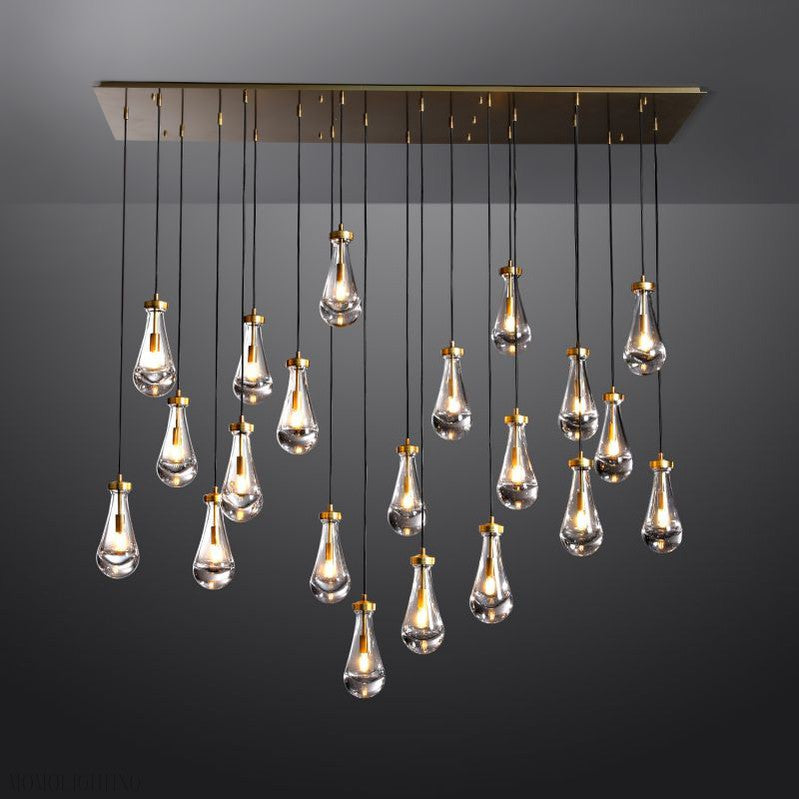 Raindrop Modern Rectangle Chandelier For Dining Room Kitchen Island-Momo Lighting
