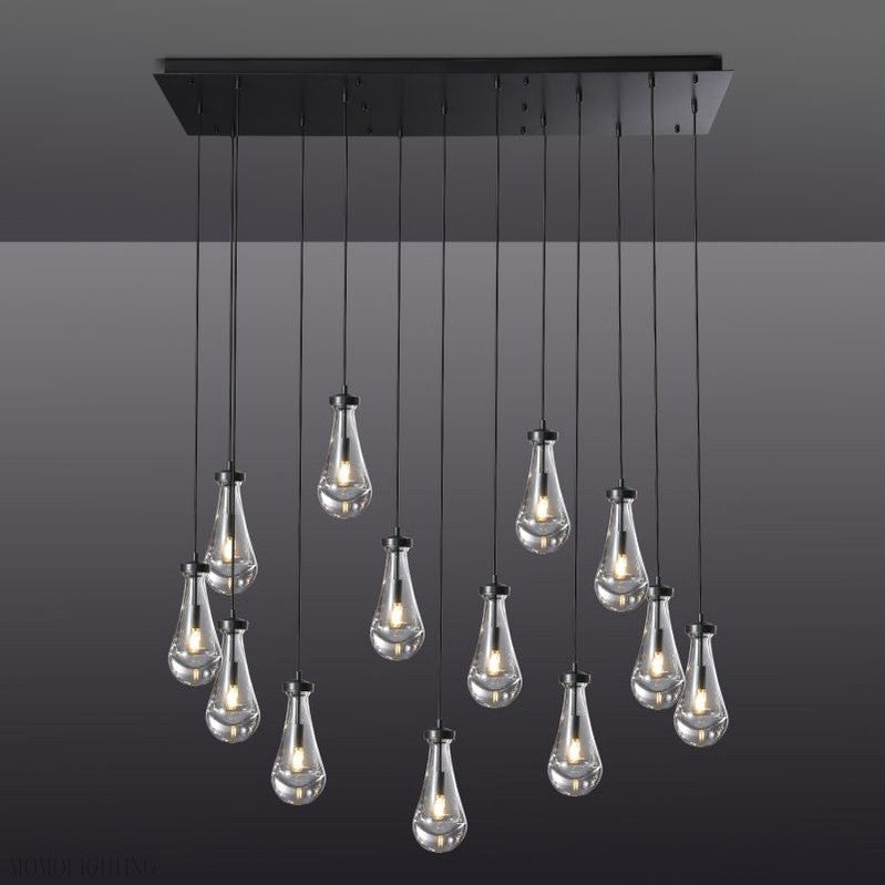 Raindrop Modern Rectangle Chandelier For Dining Room Kitchen Island-Momo Lighting