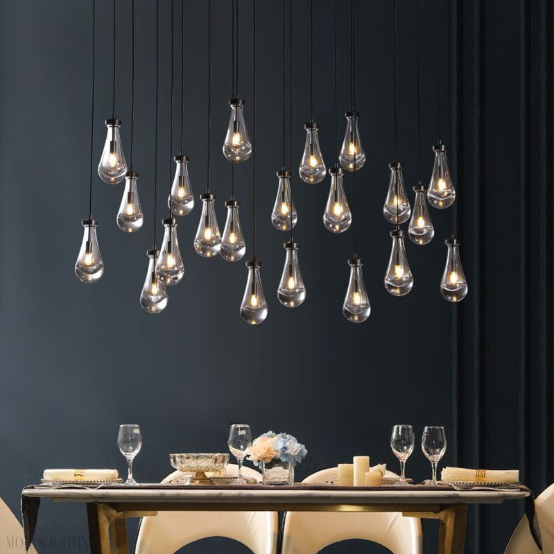 Raindrop Modern Rectangle Chandelier For Dining Room Kitchen Island-Momo Lighting