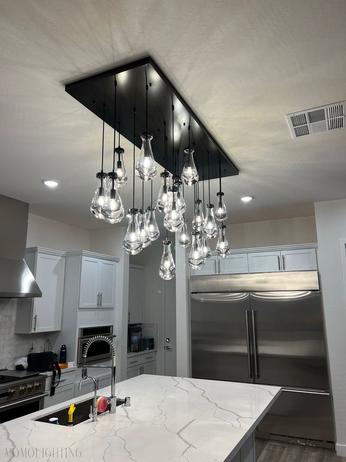 Raindrop Modern Rectangle Chandelier For Dining Room Kitchen Island-Momo Lighting