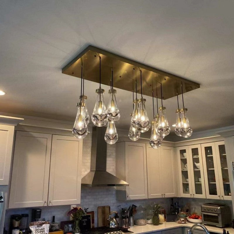 Raindrop Modern Rectangle Chandelier For Dining Room Kitchen Island-Momo Lighting