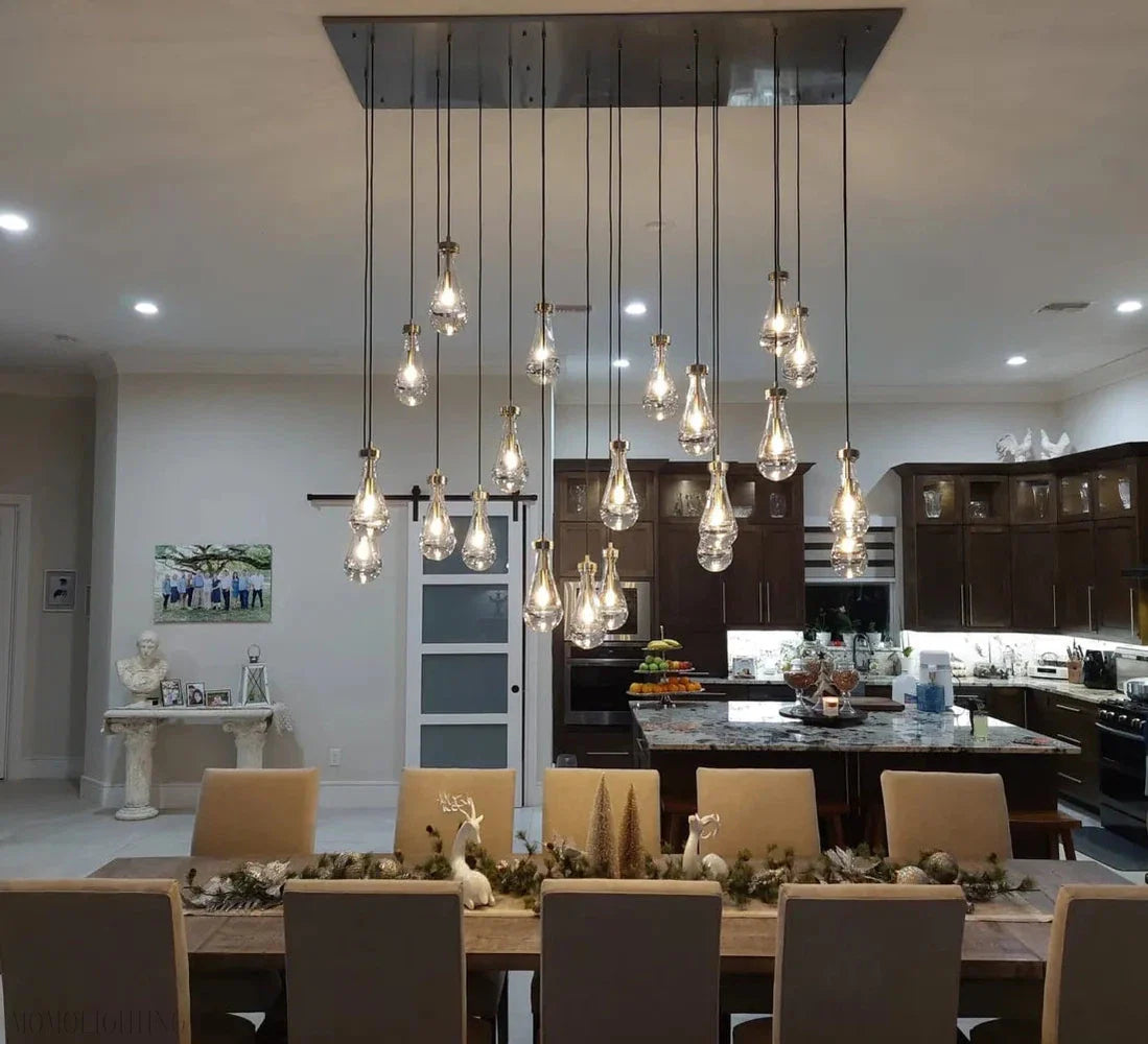 Raindrop Modern Rectangle Chandelier For Dining Room Kitchen Island-Momo Lighting
