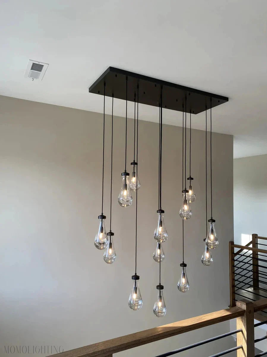 Raindrop Modern Rectangle Chandelier For Dining Room Kitchen Island-Momo Lighting
