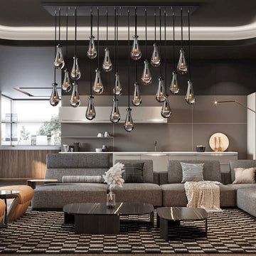 Raindrop Modern Rectangle Chandelier For Dining Room Kitchen Island-Momo Lighting