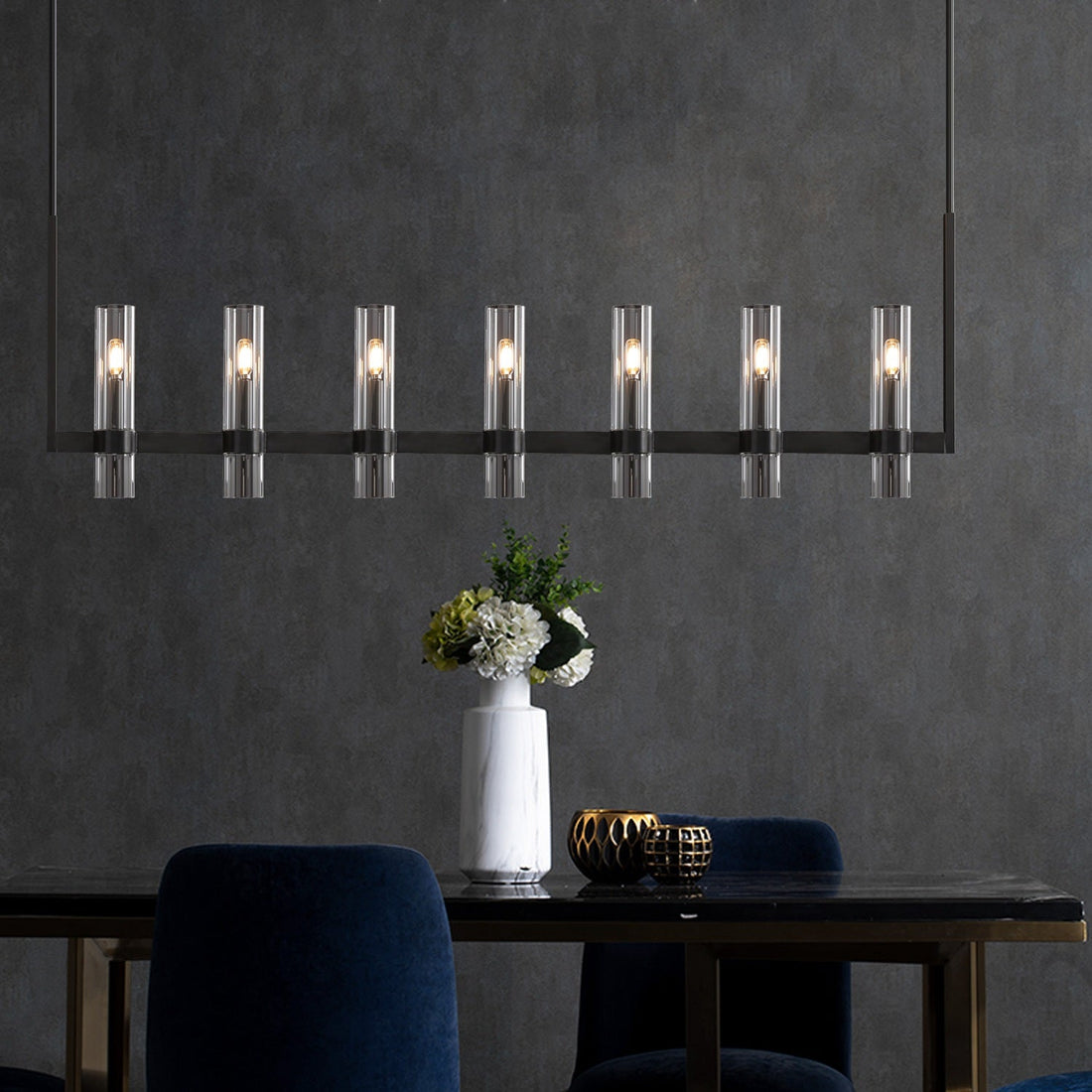 Ravelle Glass Linear Chandelier 59"-Momo Lighting