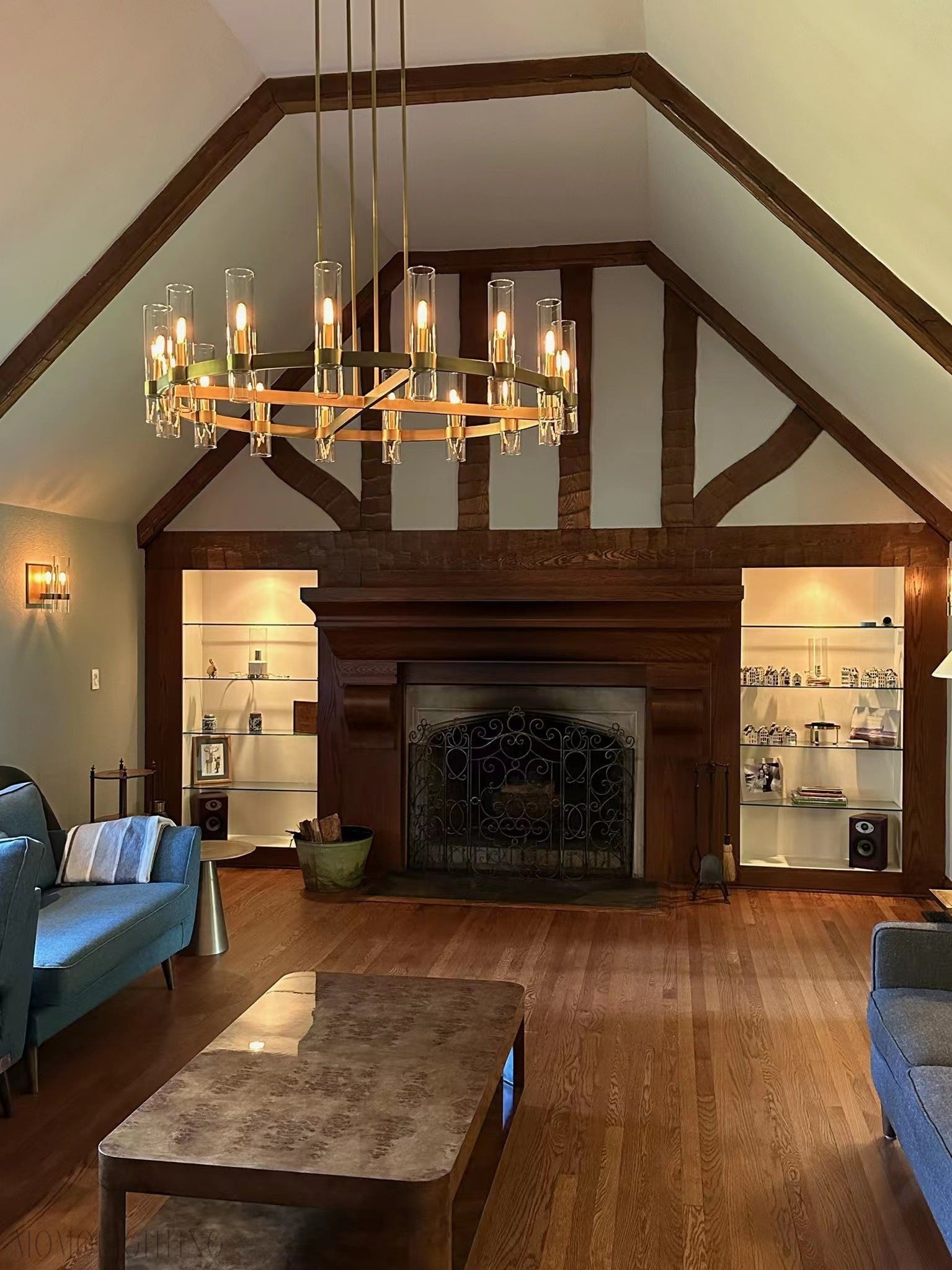 Ravelle Glass Round Chandelier 60"-Momo Lighting