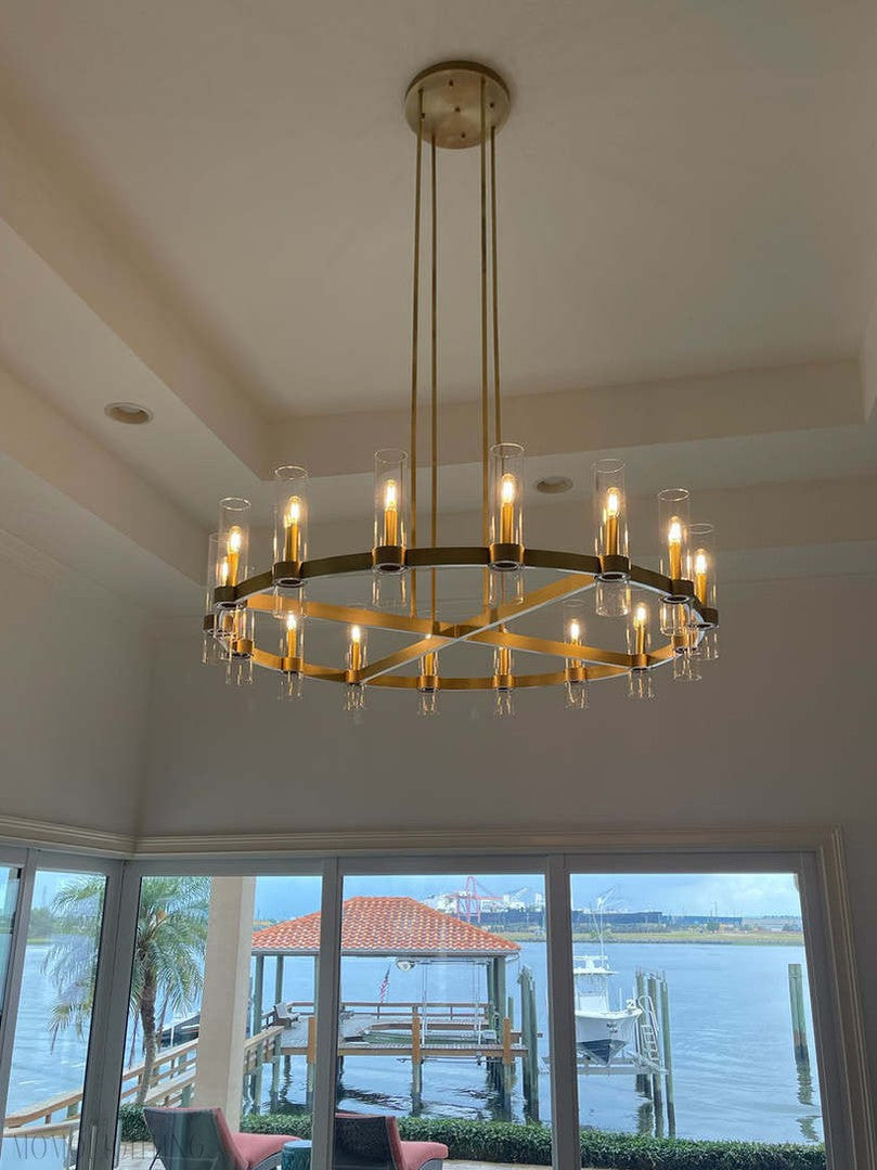 Ravelle Glass Round Chandelier 60"-Momo Lighting