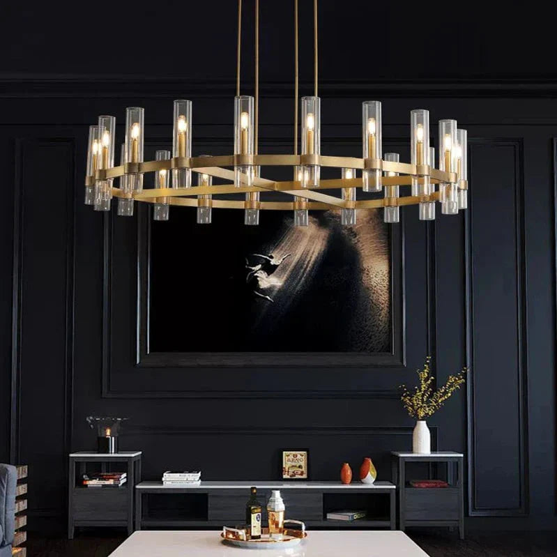 Ravelle Glass Round Chandelier 60"-Momo Lighting