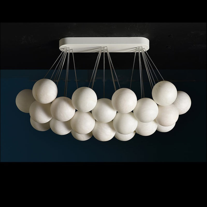 Rectangular Chandelier Alabaster Ball Chandelier-Momo Lighting