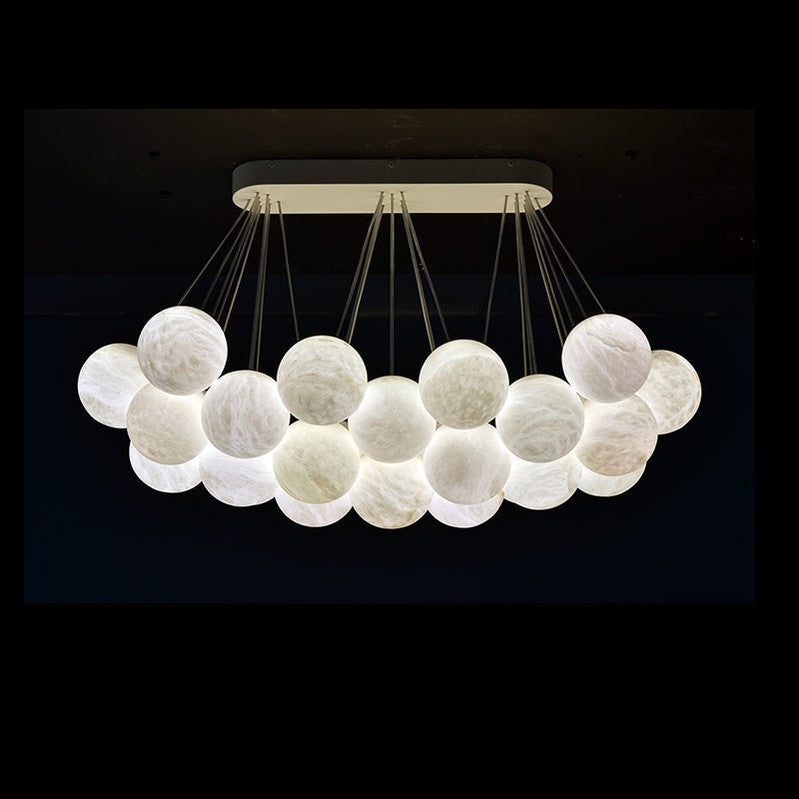 Rectangular Chandelier Alabaster Ball Chandelier-Momo Lighting