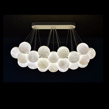 Rectangular Chandelier Alabaster Ball Chandelier-Momo Lighting