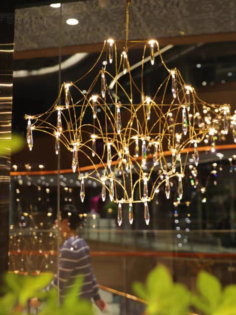 Romantic Event Art Decor K9 Crystal Pendant Light Living/ Dining Room Stainless Steel Chandelier In Chrome Finish-Momo Lighting