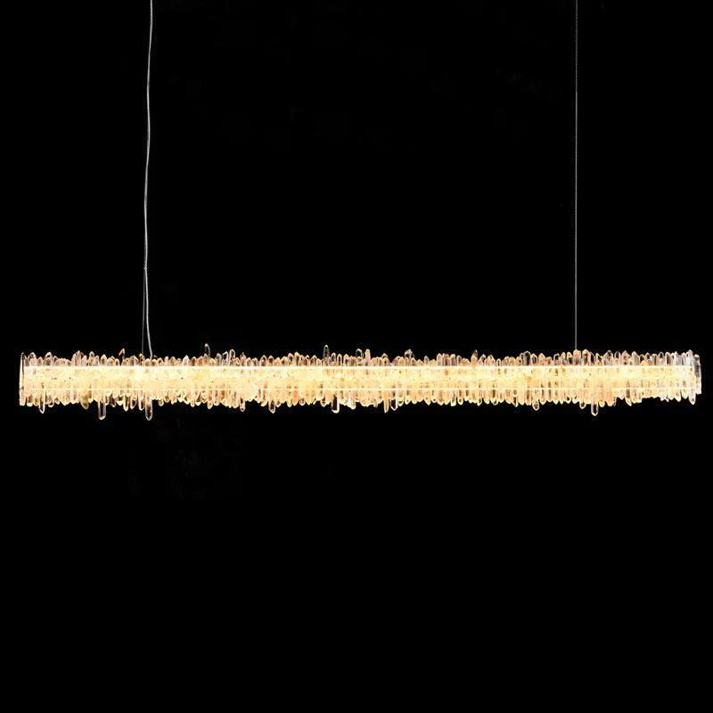 Rose Rock Crystal Chandelier Modern Linear Chandelier-Momo Lighting