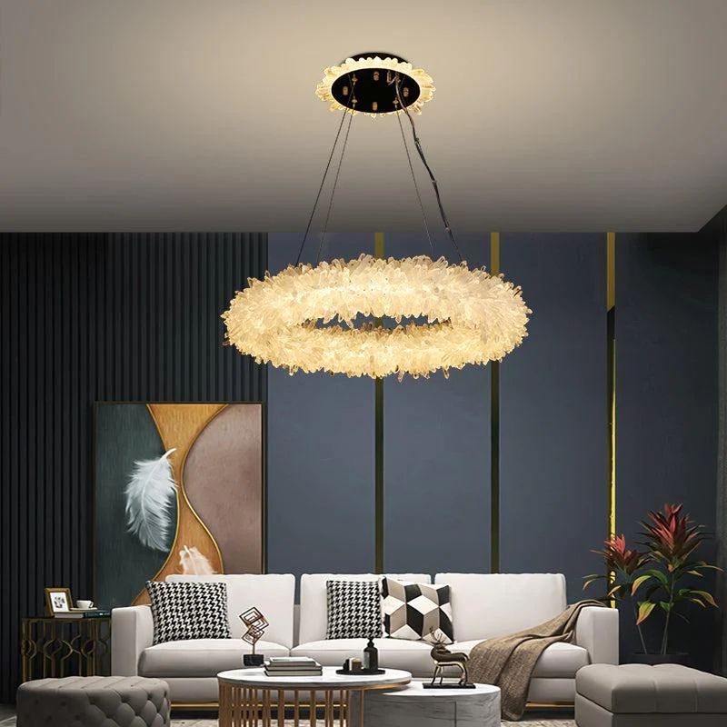 Rose Rock Crystal Modern Chandelier Glamorous Pendant Lighting-Momo Lighting