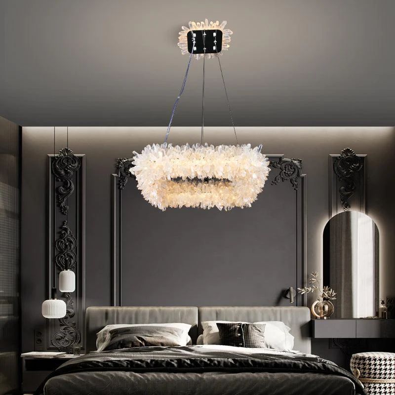 Rose Square Rock Crysta Chandelier Modern Lighting Fixture-Momo Lighting