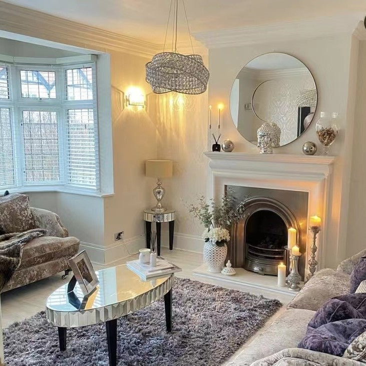 Round Crystal Ring Chandelier in Silver/Gold Finish for Lowg-ceiling-Momo Lighting