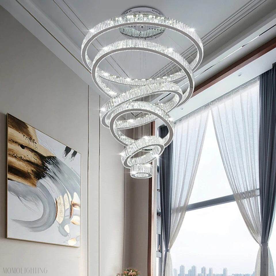 Royal Benedict Foyer & Staircase Crystal Ring Chandelier-Momo Lighting