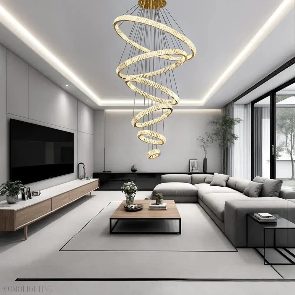 Royal Benedict Foyer & Staircase Crystal Ring Chandelier-Momo Lighting