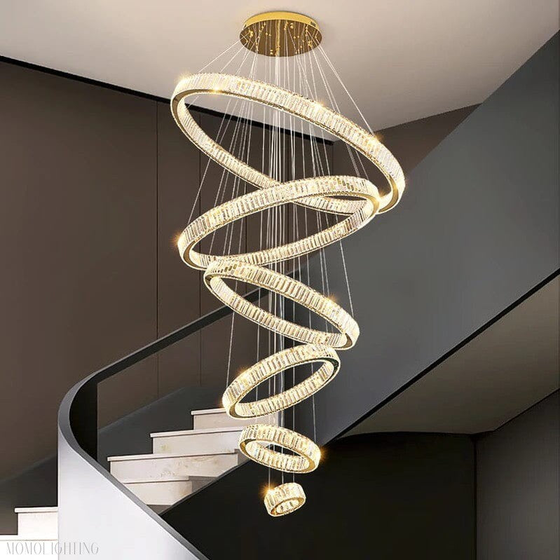 Royal Benedict Foyer & Staircase Crystal Ring Chandelier-Momo Lighting