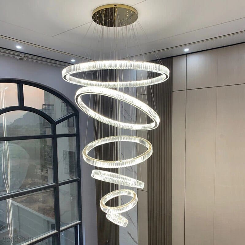 Royal Benedict Foyer & Staircase Crystal Ring Chandelier-Momo Lighting