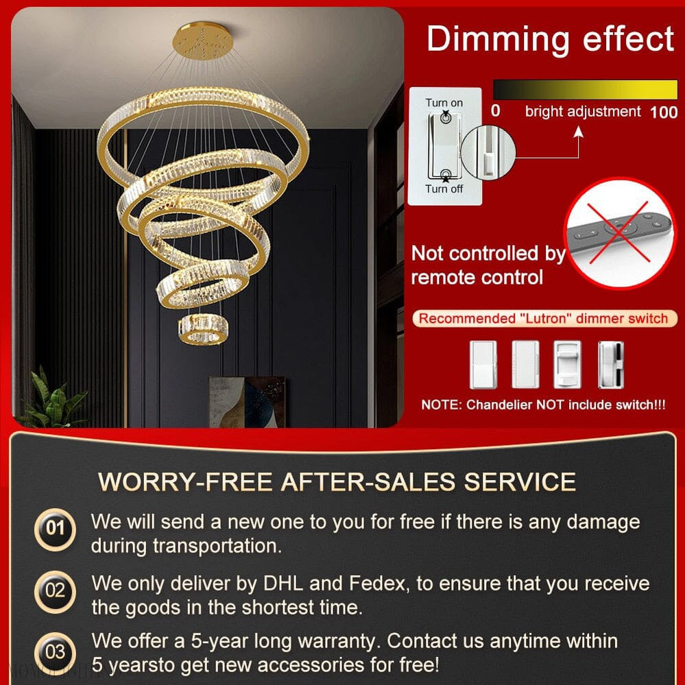 Royal Benedict Foyer & Staircase Crystal Ring Chandelier-Momo Lighting