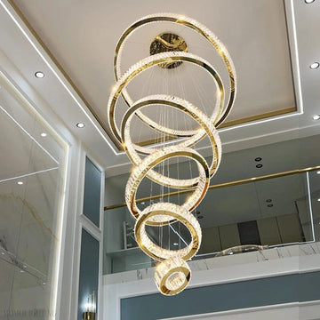 Royal Benedict Foyer & Staircase Crystal Ring Chandelier-Momo Lighting