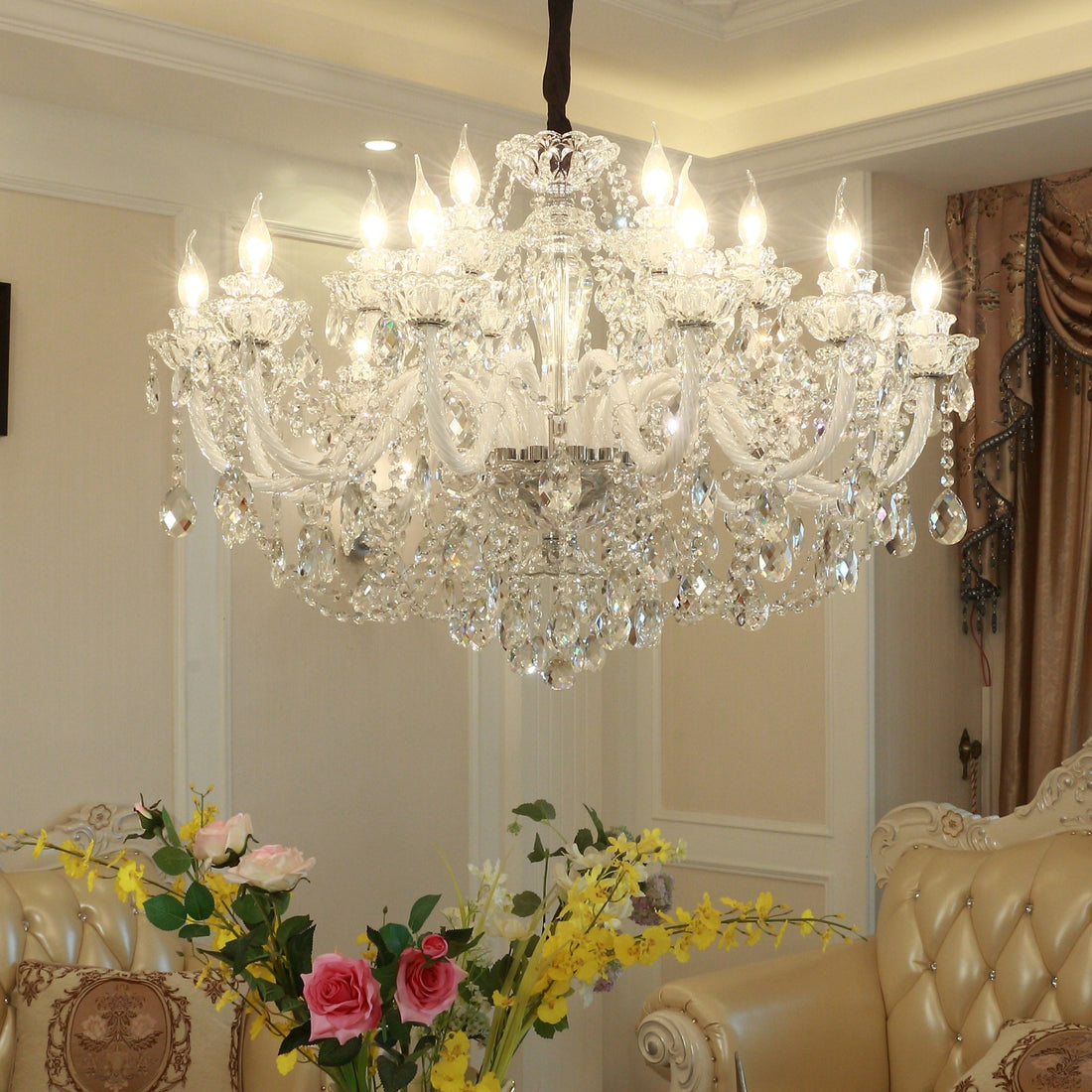 Rustic Antique European Candle Crystal Chandelier Popular Farmhouse Ceiling Light Fixture For Living Room-Momo Lighting
