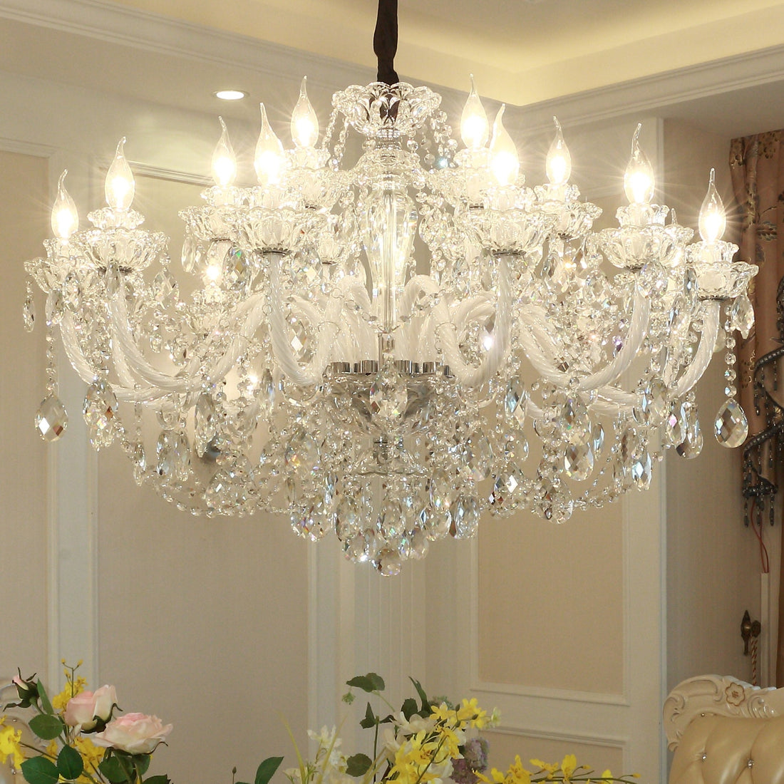 Rustic Antique European Candle Crystal Chandelier Popular Farmhouse Ceiling Light Fixture For Living Room-Momo Lighting