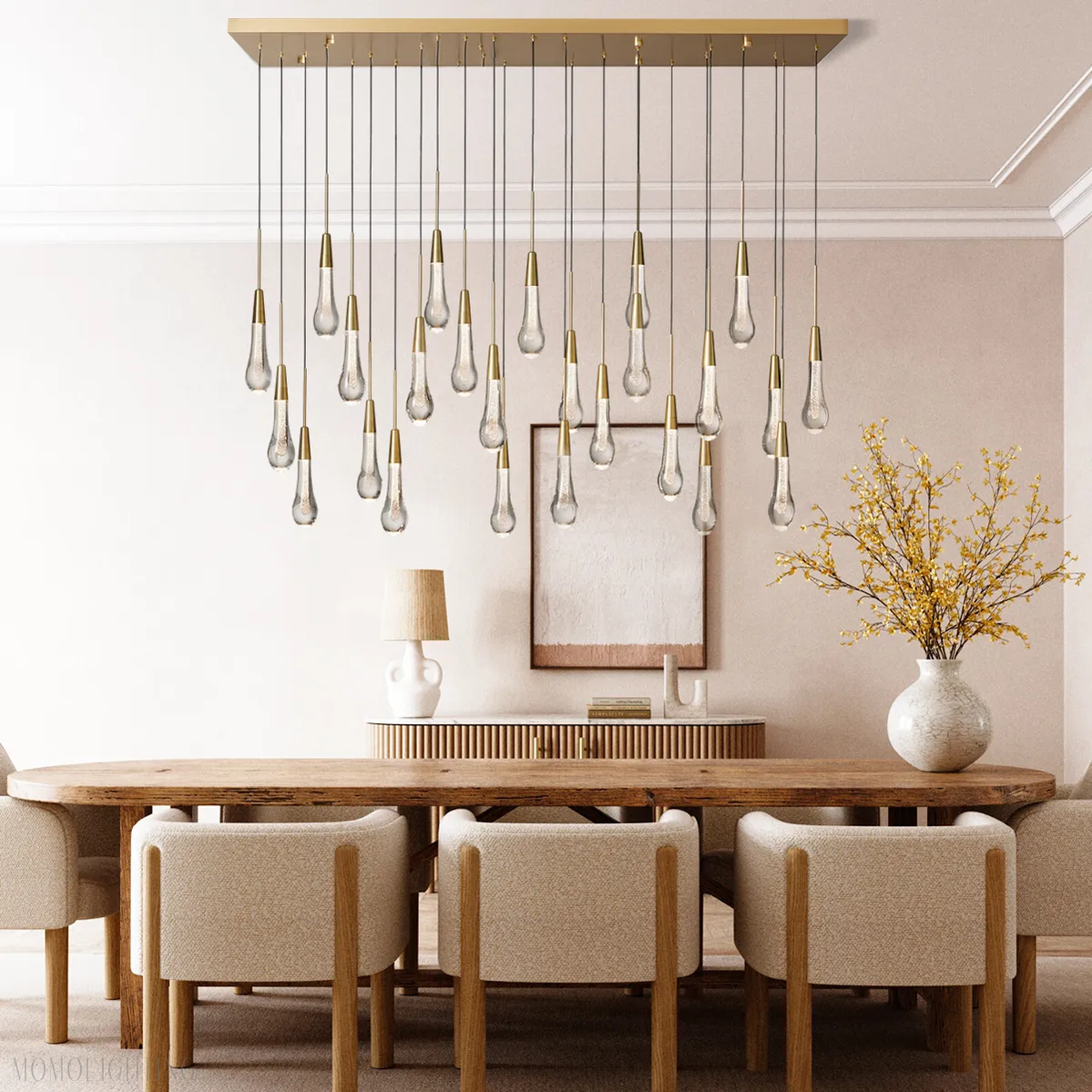 SOLITAIRE LINEAR MODERN CHANDELIER 37"W-Momo Lighting
