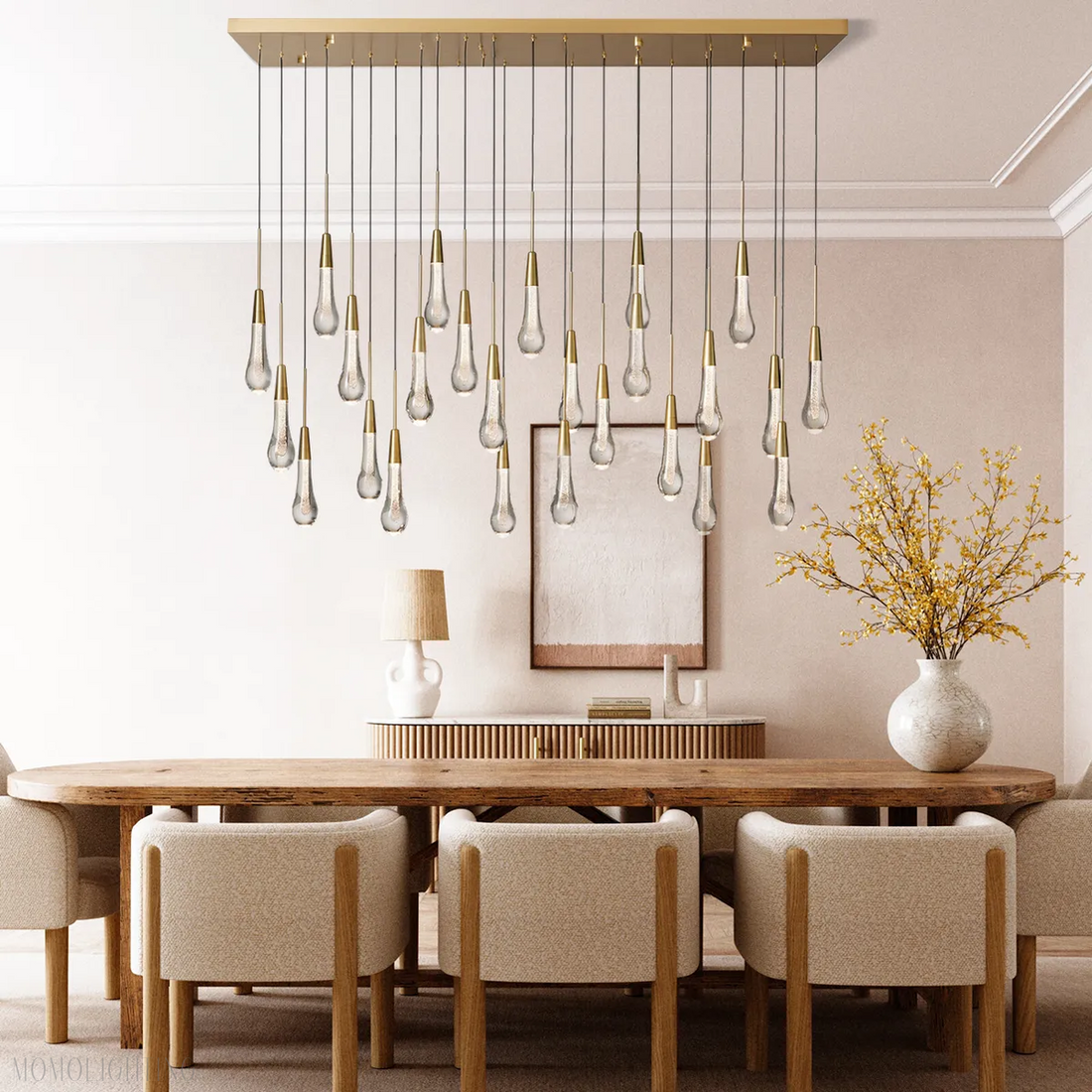 SOLITAIRE LINEAR MODERN CHANDELIER 37"W