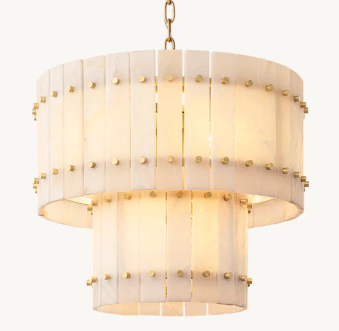 San Marco Alabaster Round Tiered Chandelier 22"-Momo Lighting