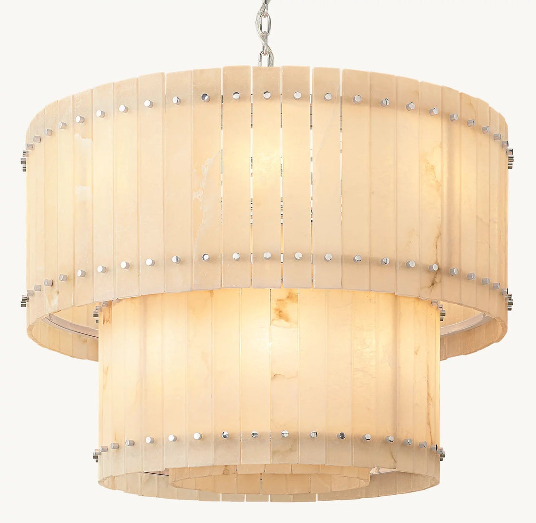 San Marco Alabaster Round Tiered Chandelier 37"-Momo Lighting