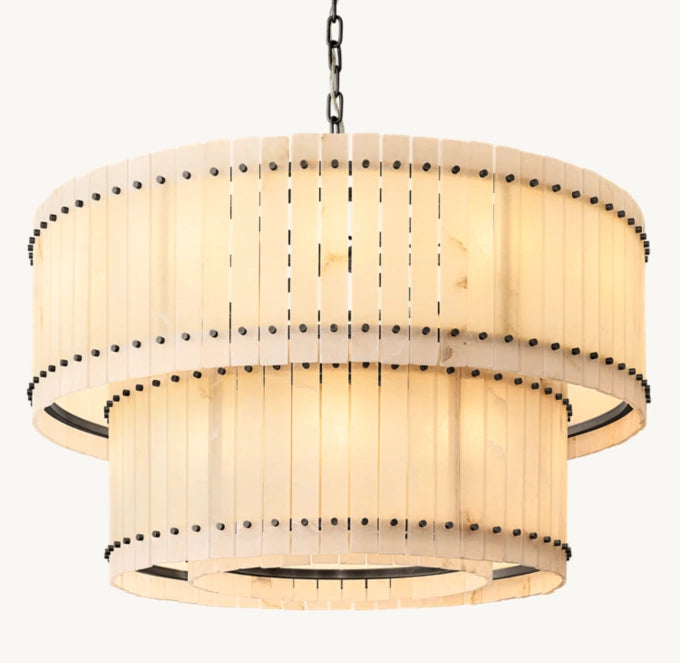 San Marco Alabaster Round Tiered Chandelier 48"-Momo Lighting