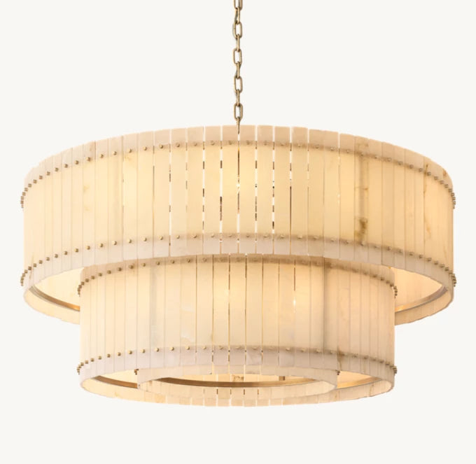 San Marco Alabaster Round Tiered Chandelier 60"-Momo Lighting