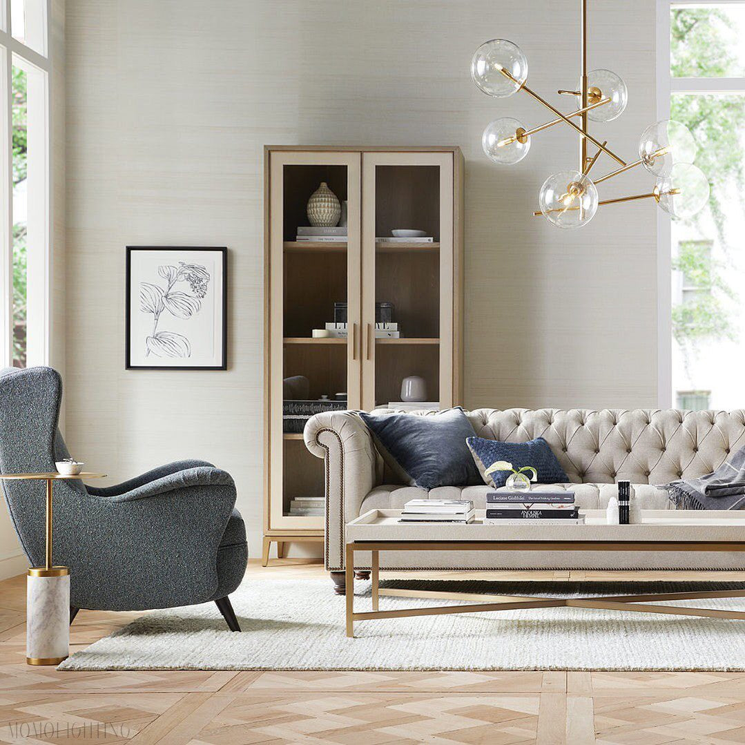 Sayre Round Clear Glass Globe Dispersing Chandelier-Momo Lighting