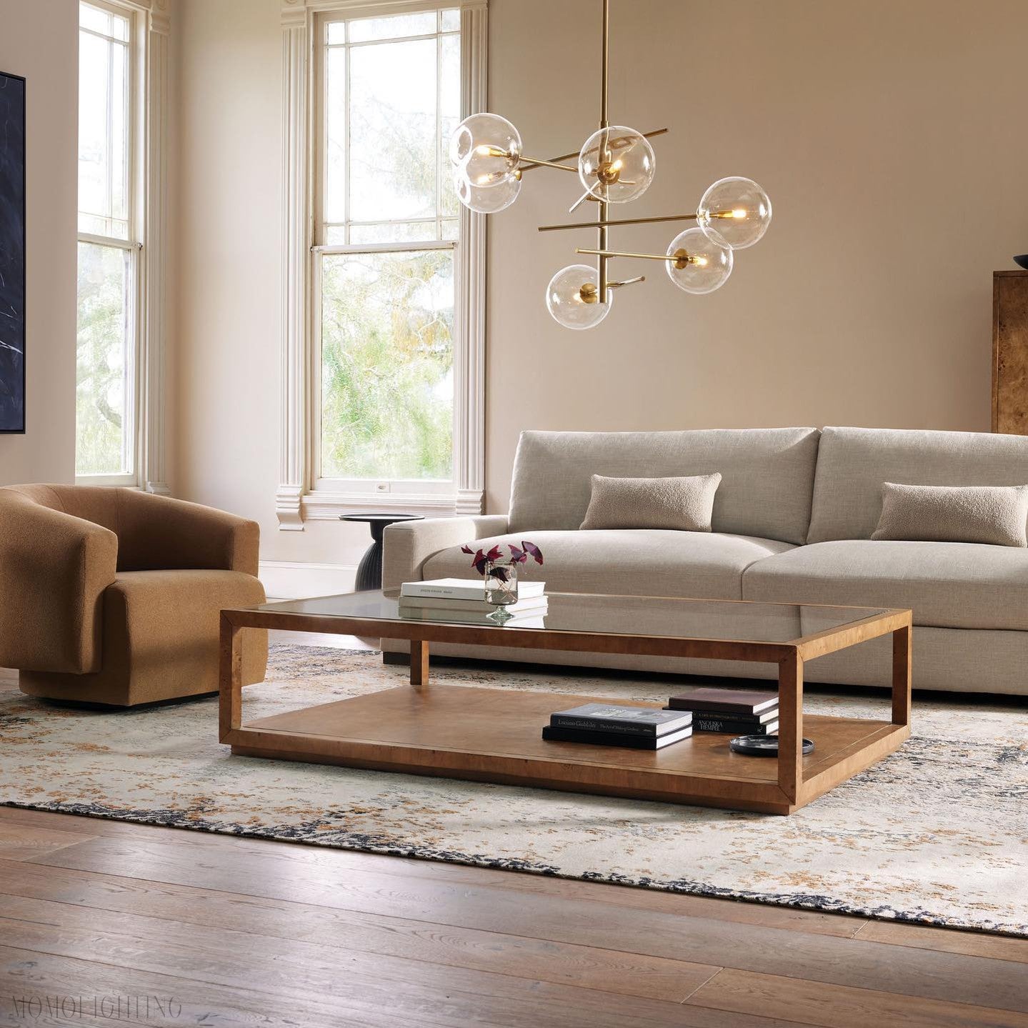 Sayre Round Clear Glass Globe Dispersing Chandelier-Momo Lighting