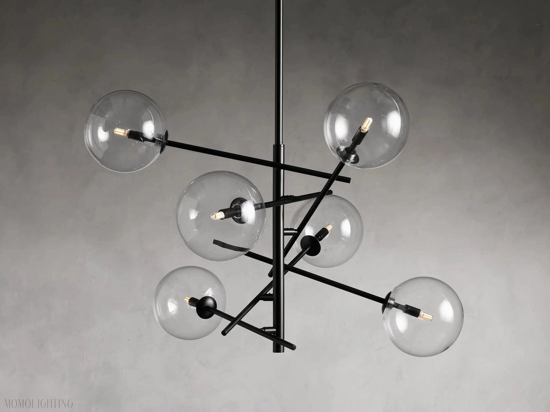 Sayre Round Clear Glass Globe Dispersing Chandelier-Momo Lighting