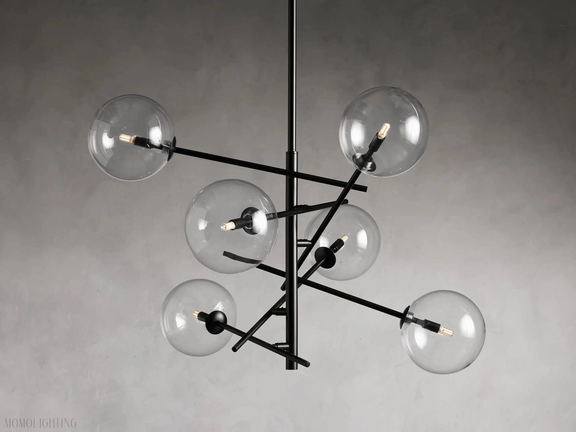 Sayre Round Clear Glass Globe Dispersing Chandelier-Momo Lighting