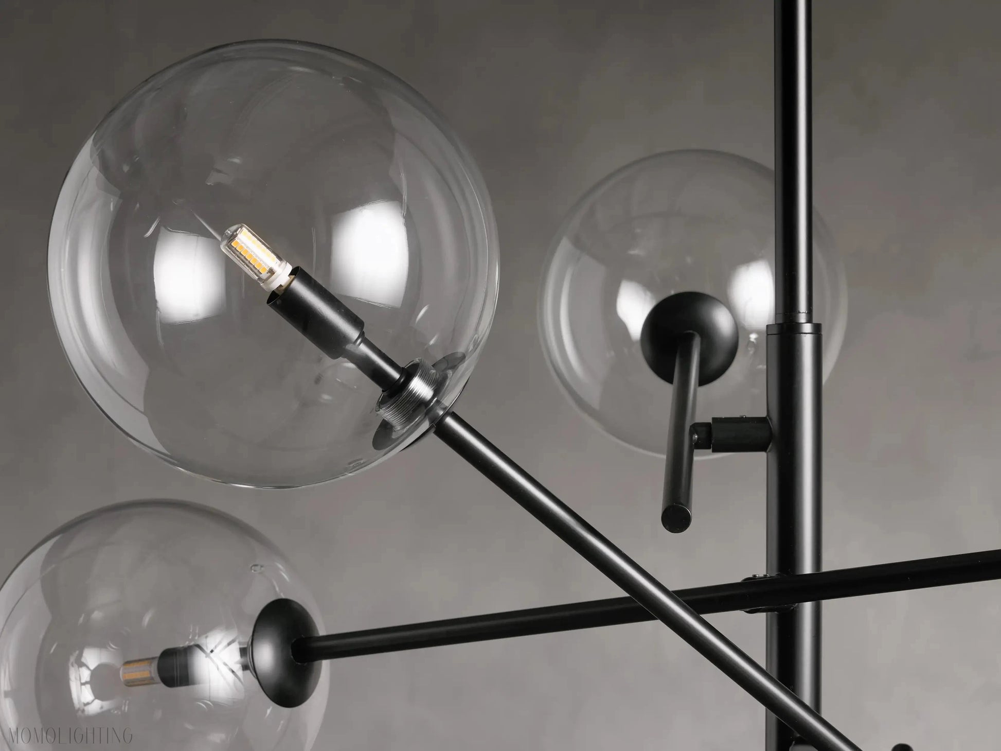 Sayre Round Clear Glass Globe Dispersing Chandelier-Momo Lighting