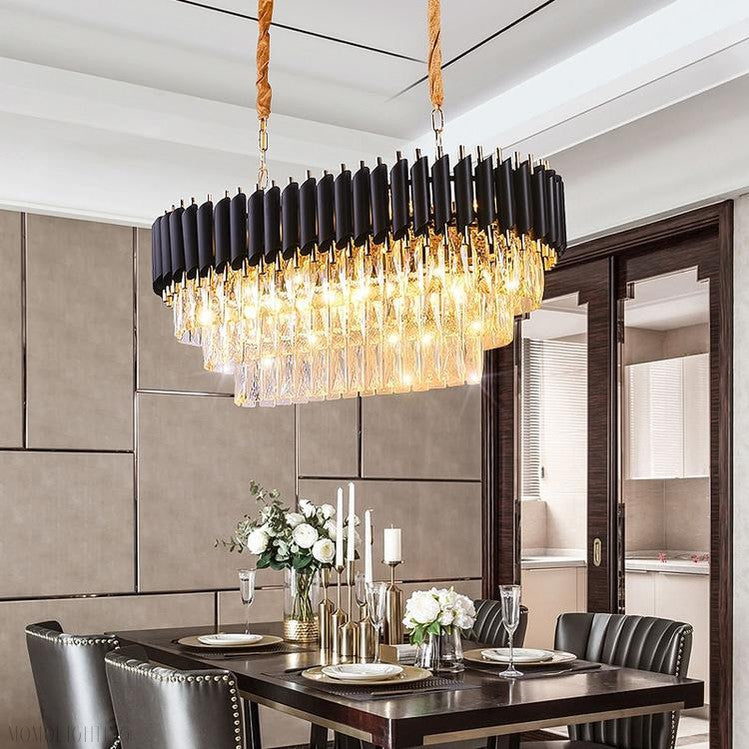 Sheila Oval Crystal Chandelier-Momo Lighting