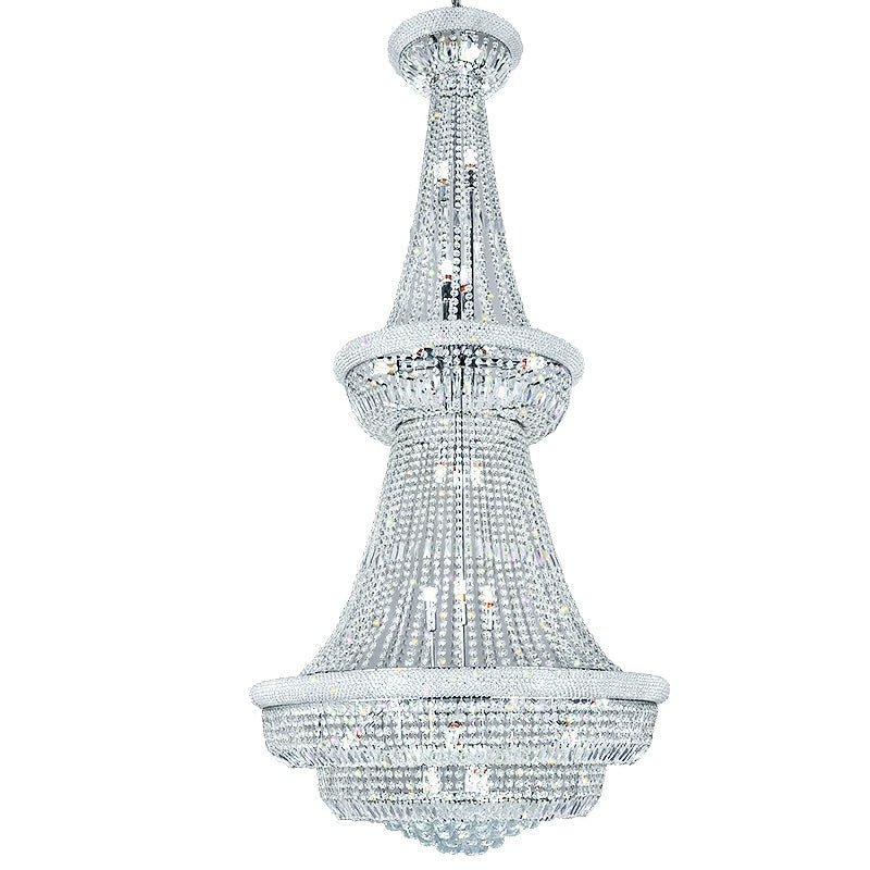 Silver/ Chrome Extra Large Crystal Chandelier Foyer Entryway Long Ceiling Lighting Fixture For Staircase-Momo Lighting