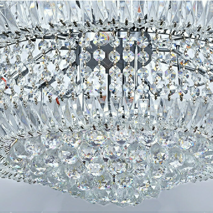 Silver/ Chrome Extra Large Crystal Chandelier Foyer Entryway Long Ceiling Lighting Fixture For Staircase-Momo Lighting