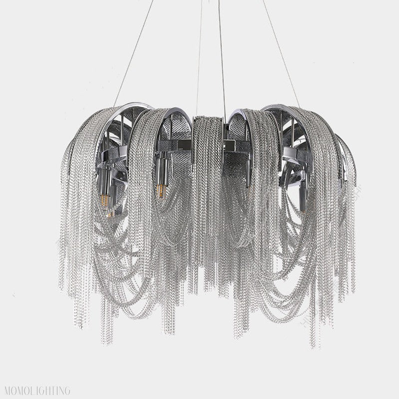Sophian Aluminum Chain Tassel Round Chandelier-Momo Lighting