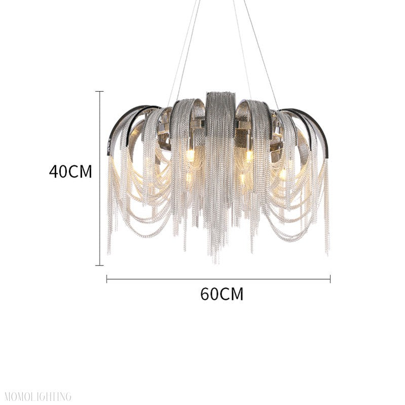 Sophian Aluminum Chain Tassel Round Chandelier-Momo Lighting